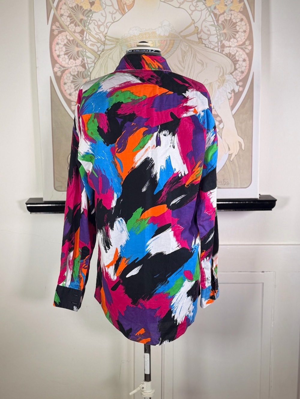 Vintage Roper multicolored neon "brushstroke" long sleeve western button down - Picture 5 of 8